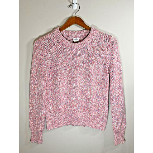 J. Crew Casual Sweater Womens Pink White Blue Long Sleeve Crewneck Sweater SMALL - Picture 1 of 7